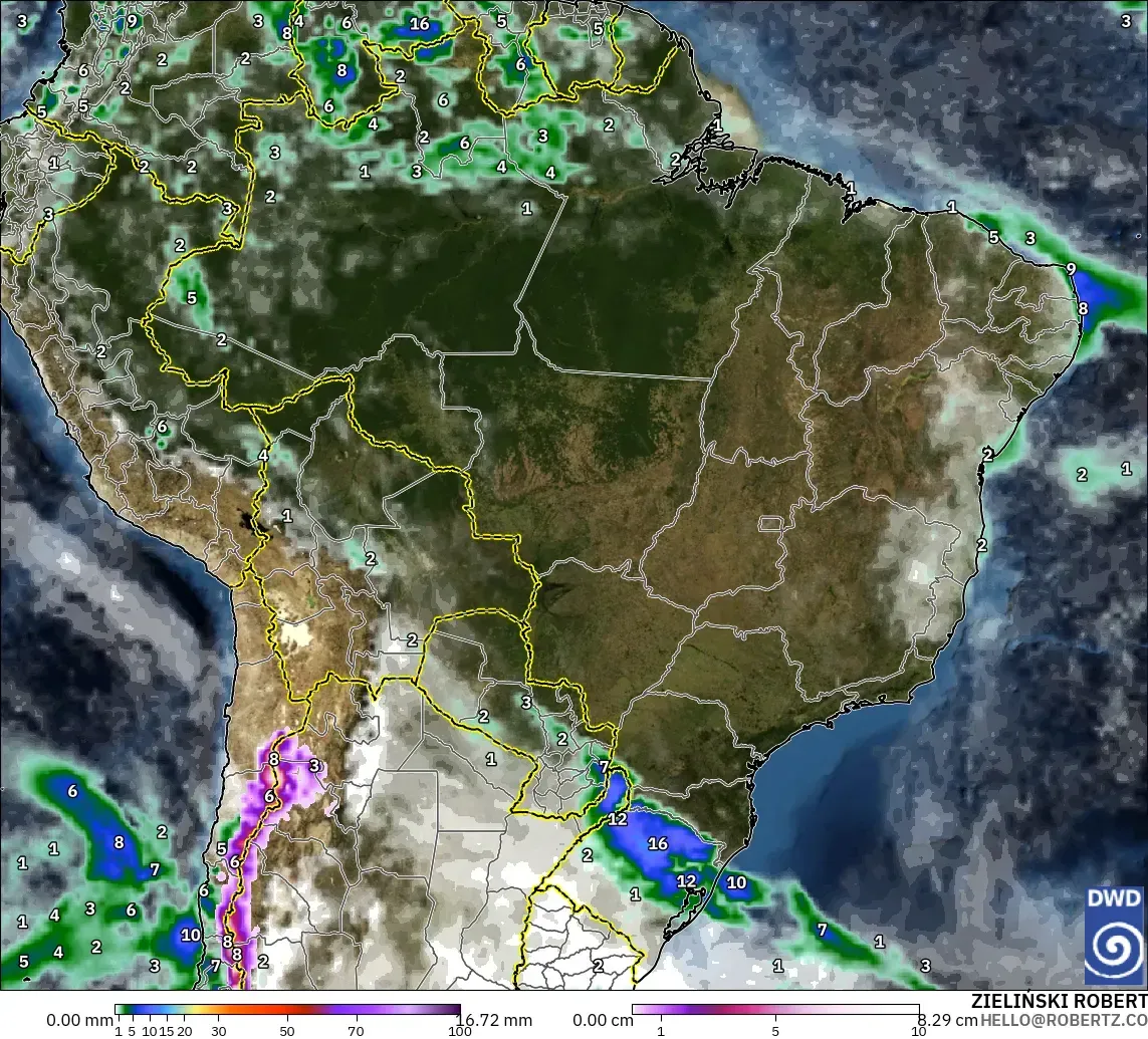ICON model - Brazil, Precipitation, Clouds, and Pressure