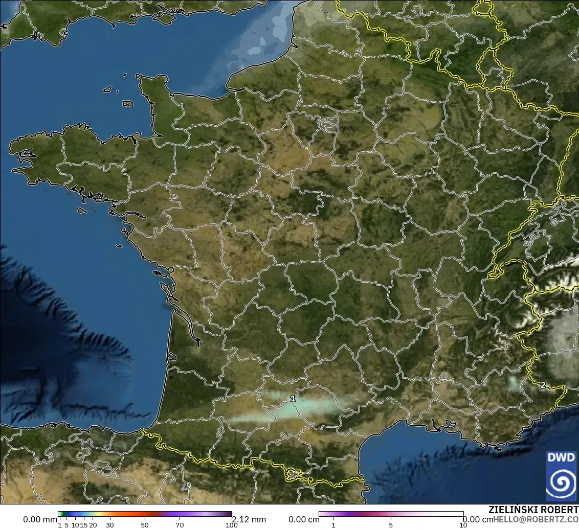 ICON model - France, Precipitation, Clouds, and Pressure