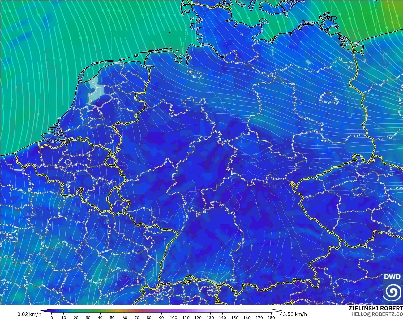 ICON model - Germany, Wind at 10m