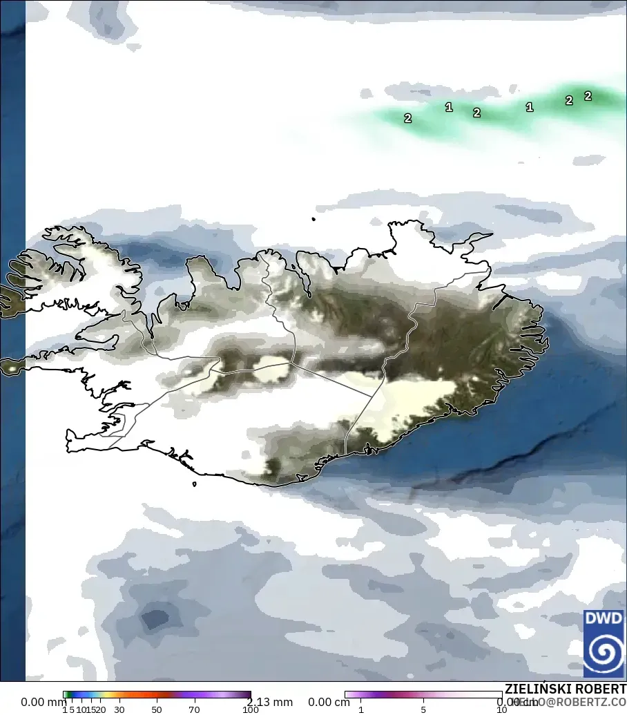 ICON model - Iceland, Precipitation, Clouds, and Pressure