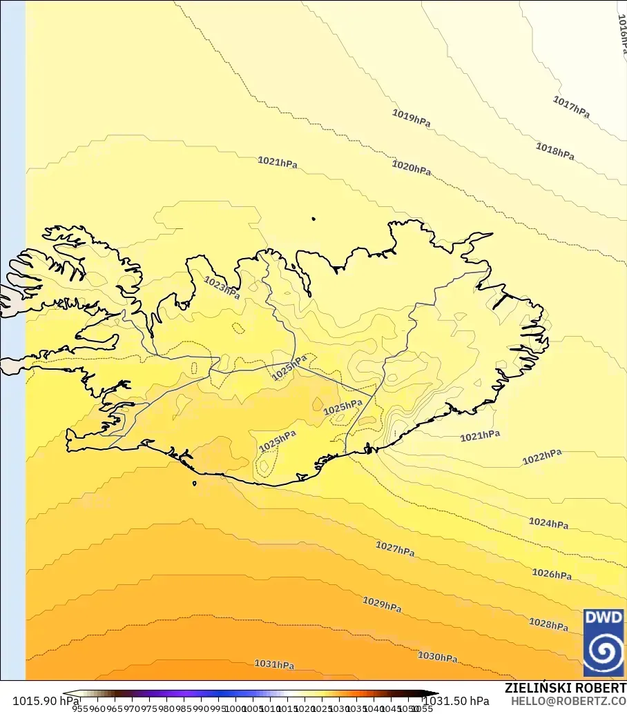 ICON model - Iceland, Pressure