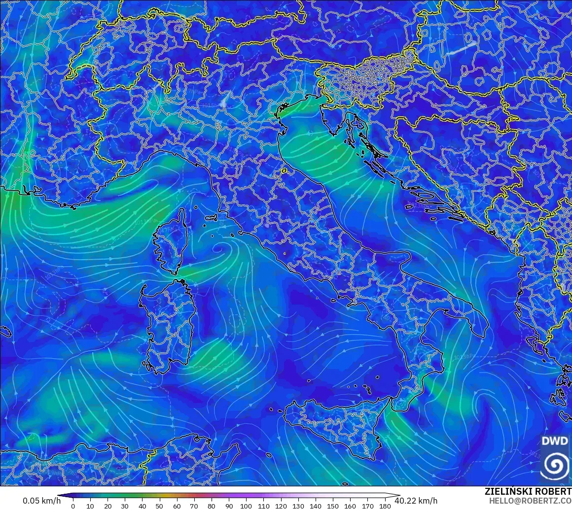 ICON model - Italy, Wind at 10m