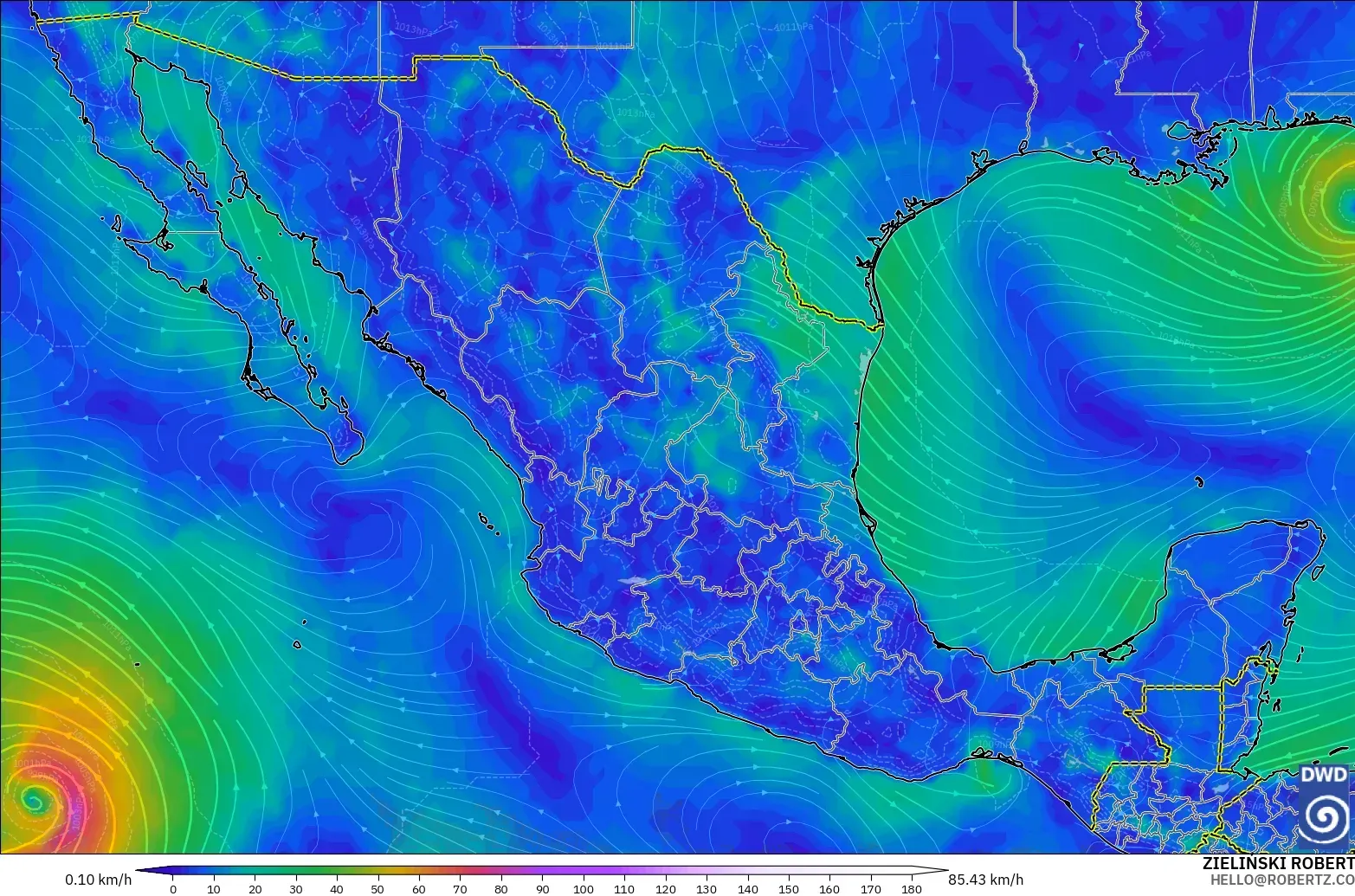 ICON model - Mexico, Wind at 10m