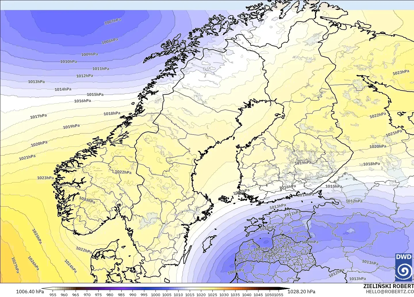 ICON model - Scandinavia, Pressure
