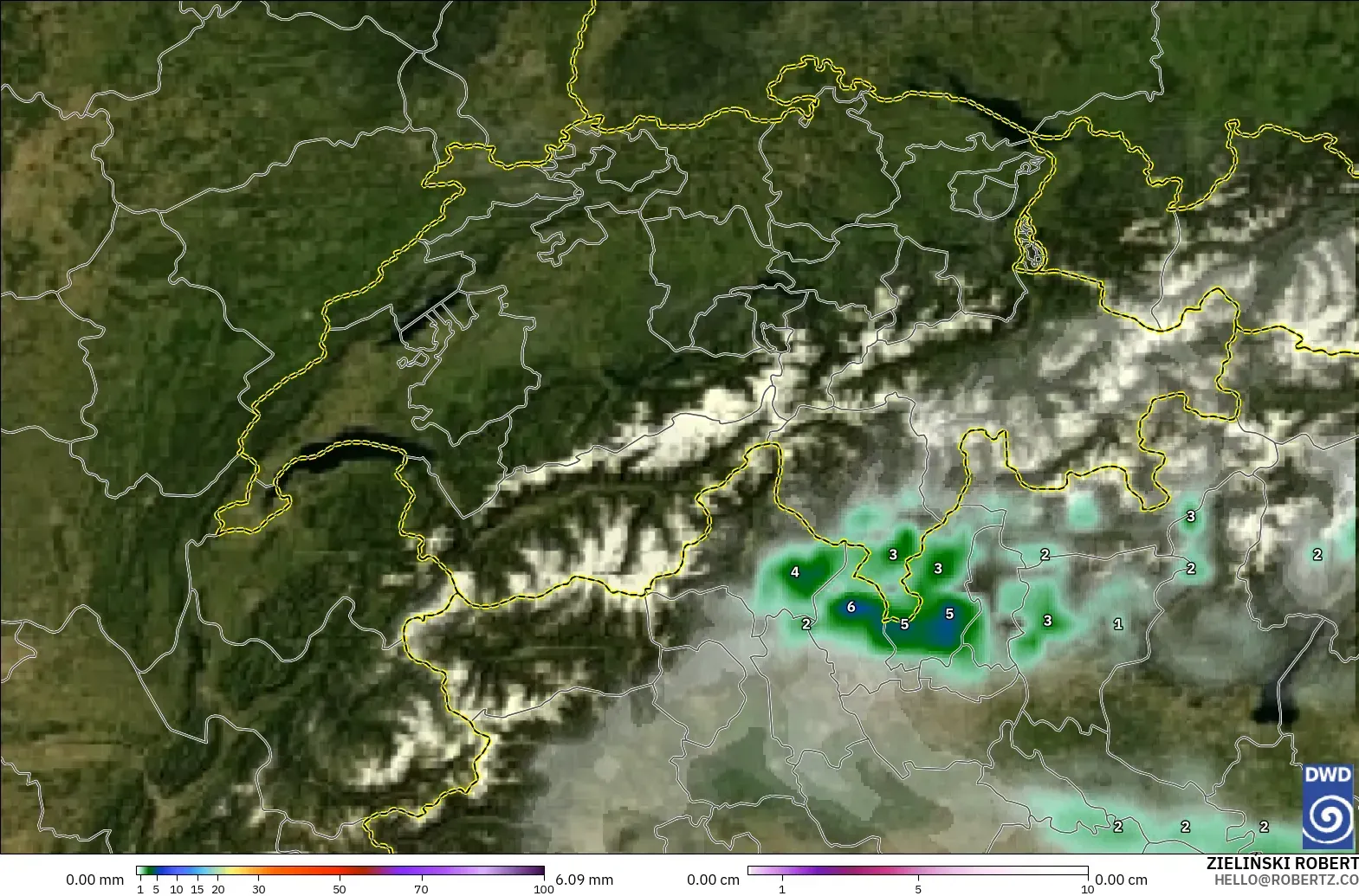 ICON model - Switzerland, Precipitation, Clouds, and Pressure