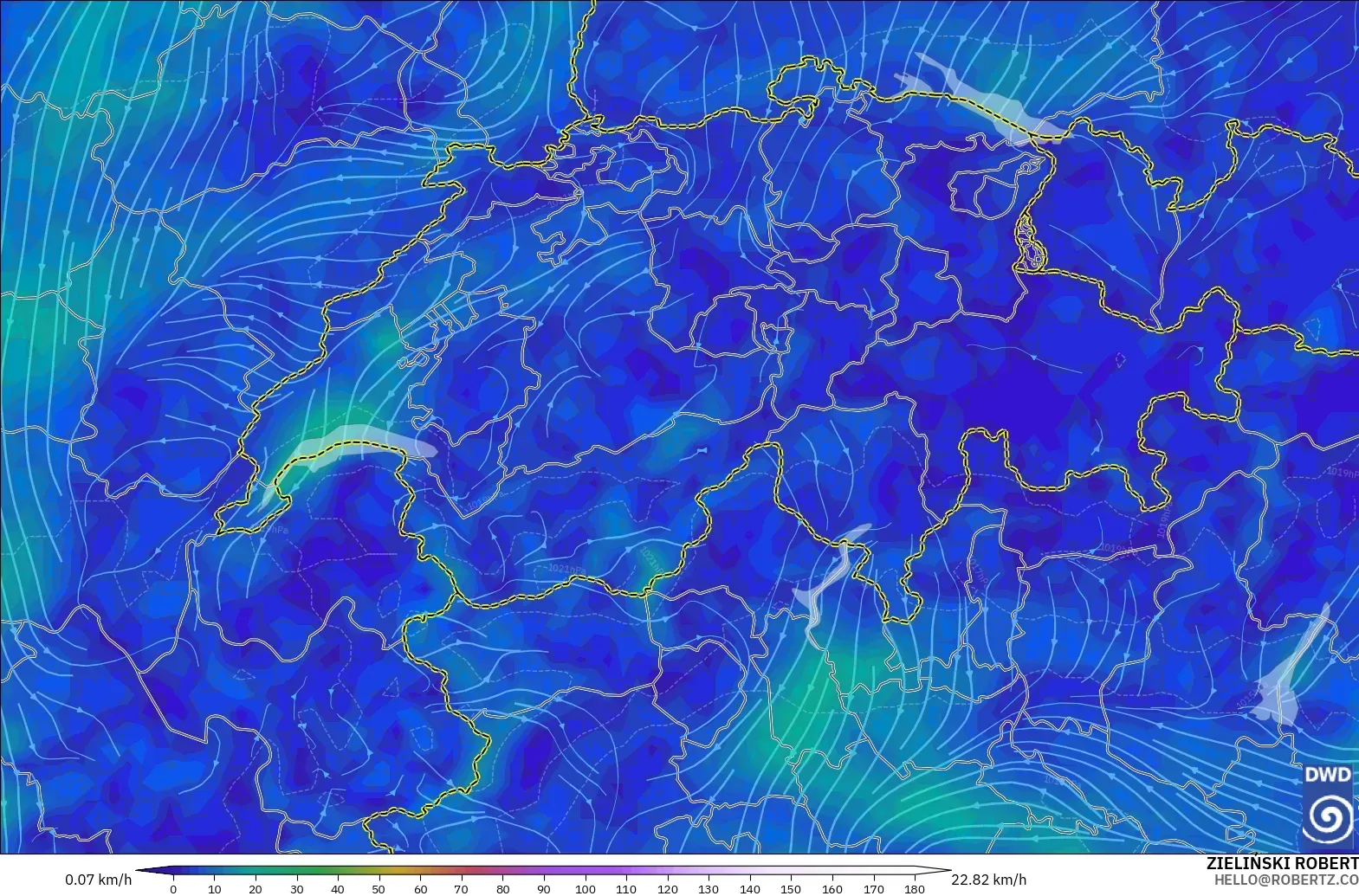 ICON model - Switzerland, Wind at 10m