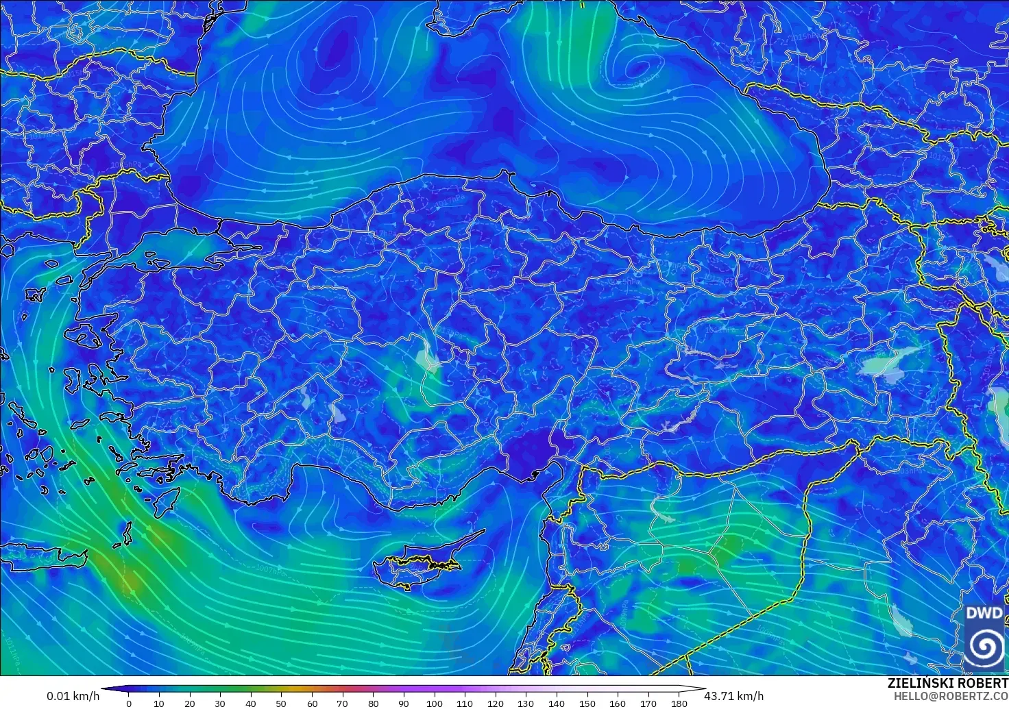 ICON model - Turkey, Wind at 10m