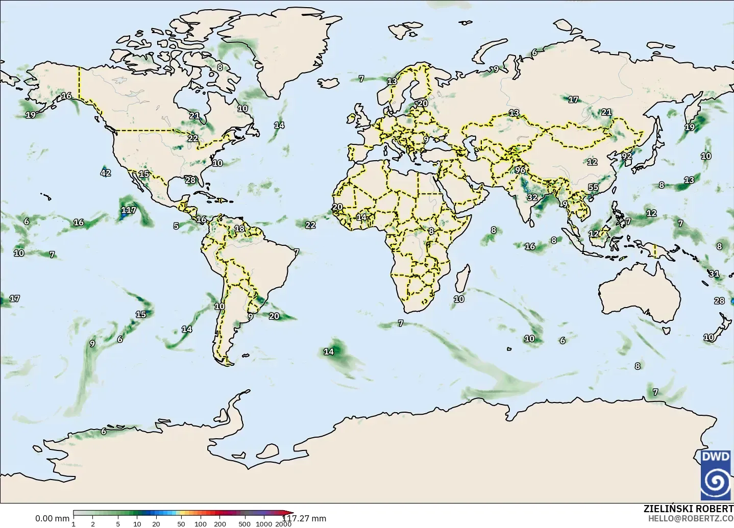 ICON model - World, Precipitation Accumulation