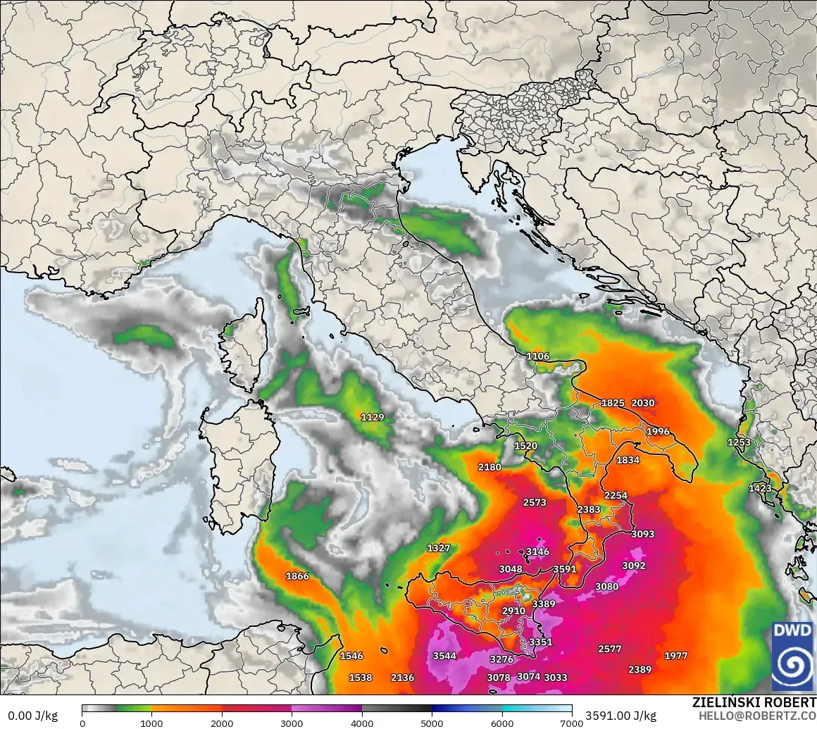 ICON model - Italy, CAPE