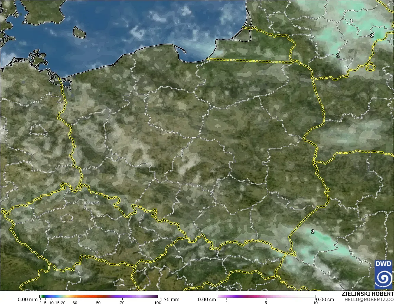 ICON model - Poland, Precipitation, Clouds, and Pressure