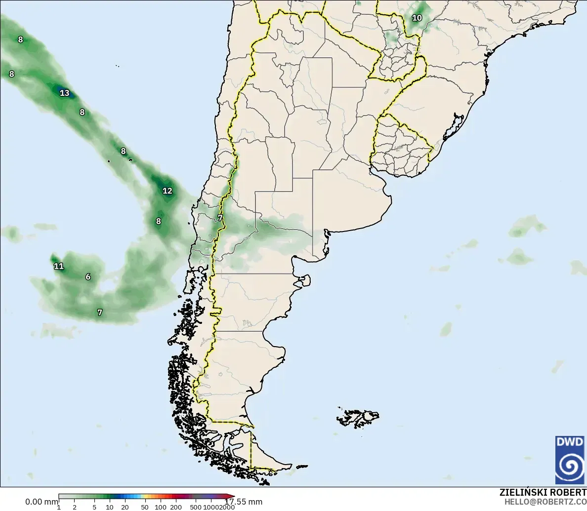 ICON model - Argentina, Precipitation Accumulation