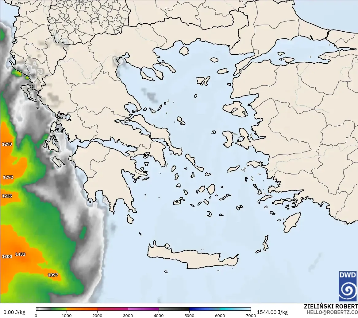 ICON model - Greece, CAPE