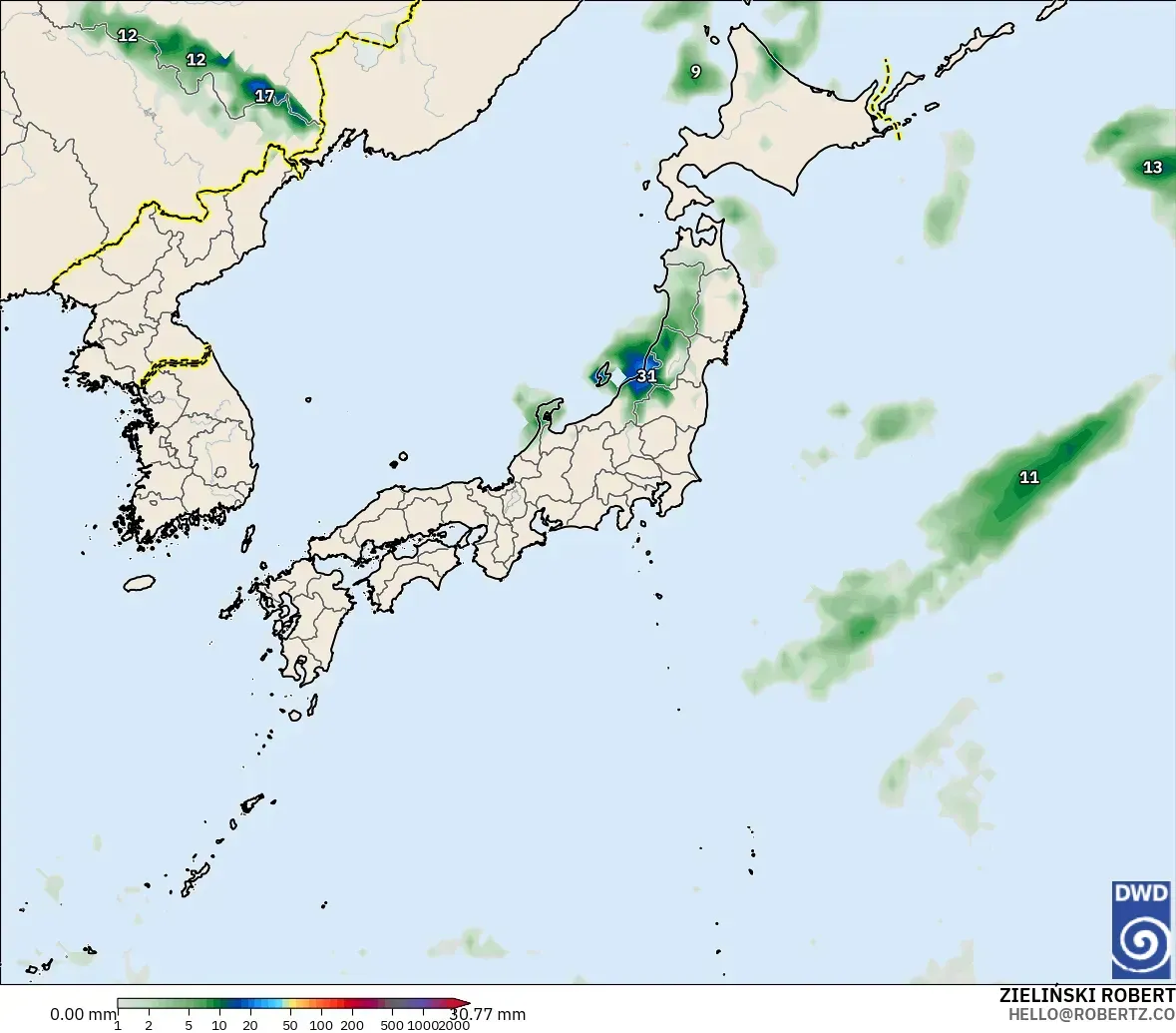 ICON model - Japan, Precipitation Accumulation