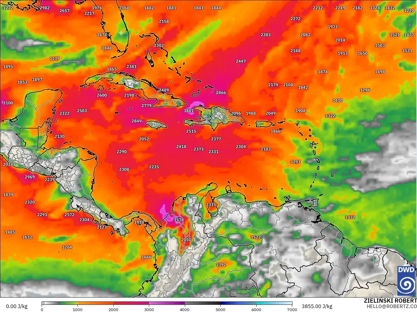 ICON model - Caribbean, CAPE