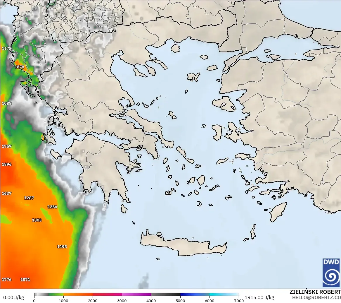 ICON model - Greece, CAPE