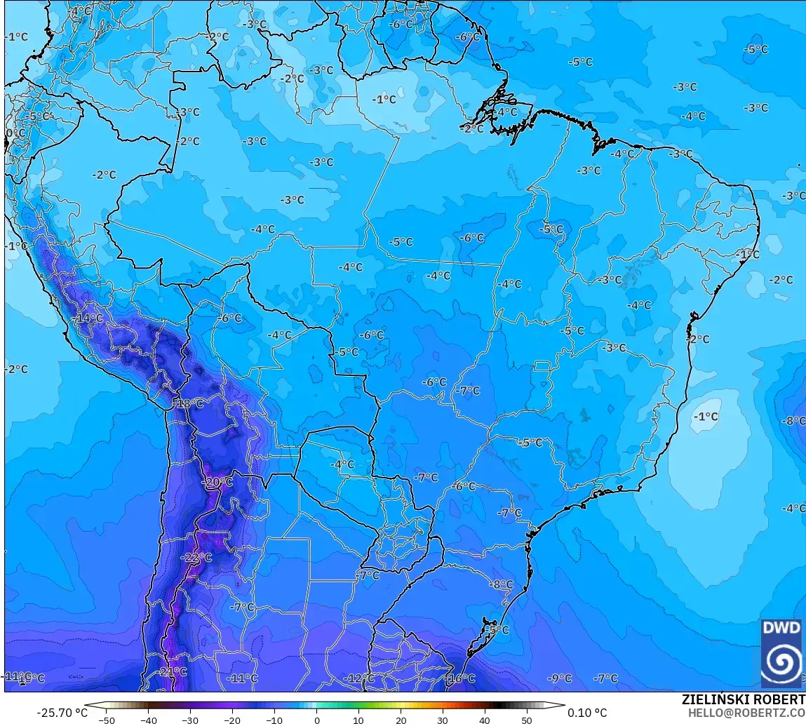 ICON model - Brazil, Temperature at 500hPa