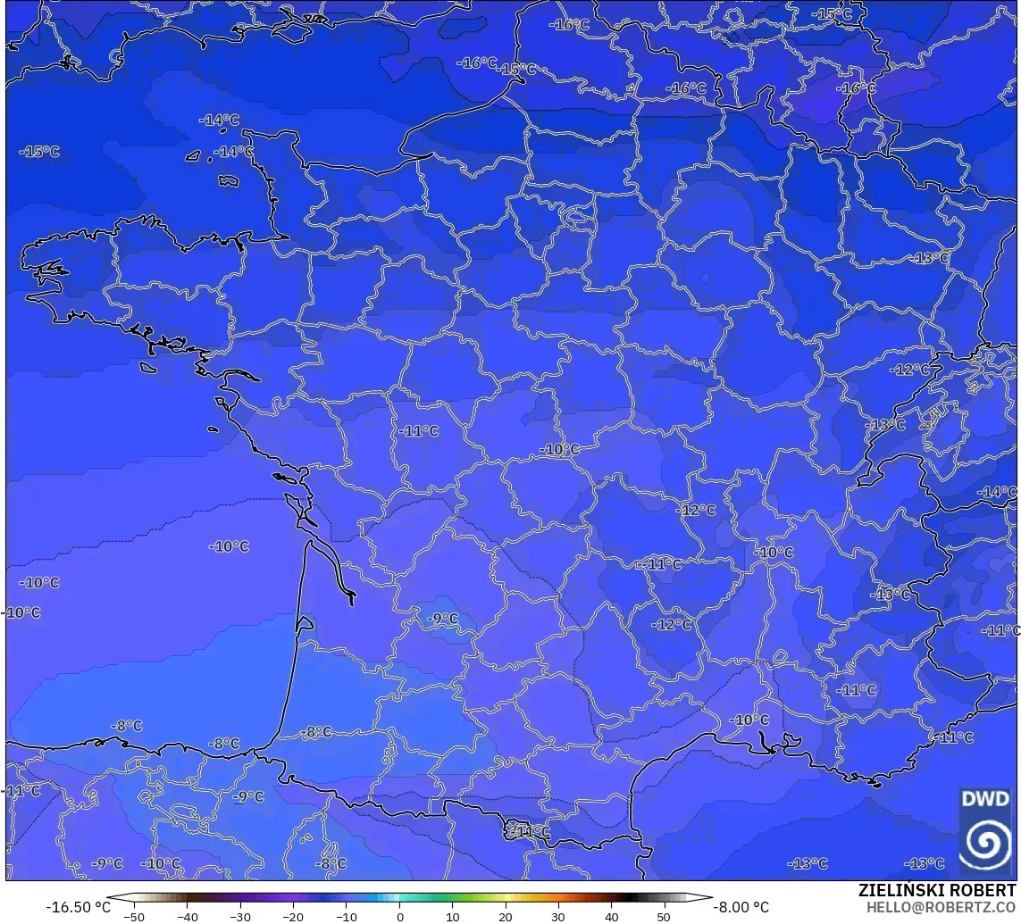 ICON model - France, Temperature at 500hPa