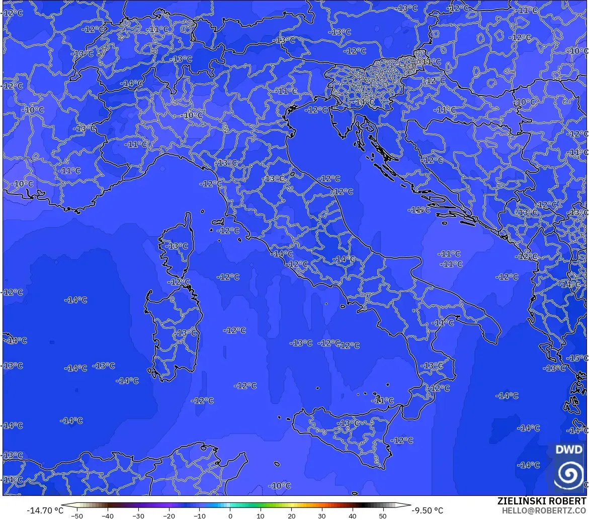 ICON model - Italy, Temperature at 500hPa