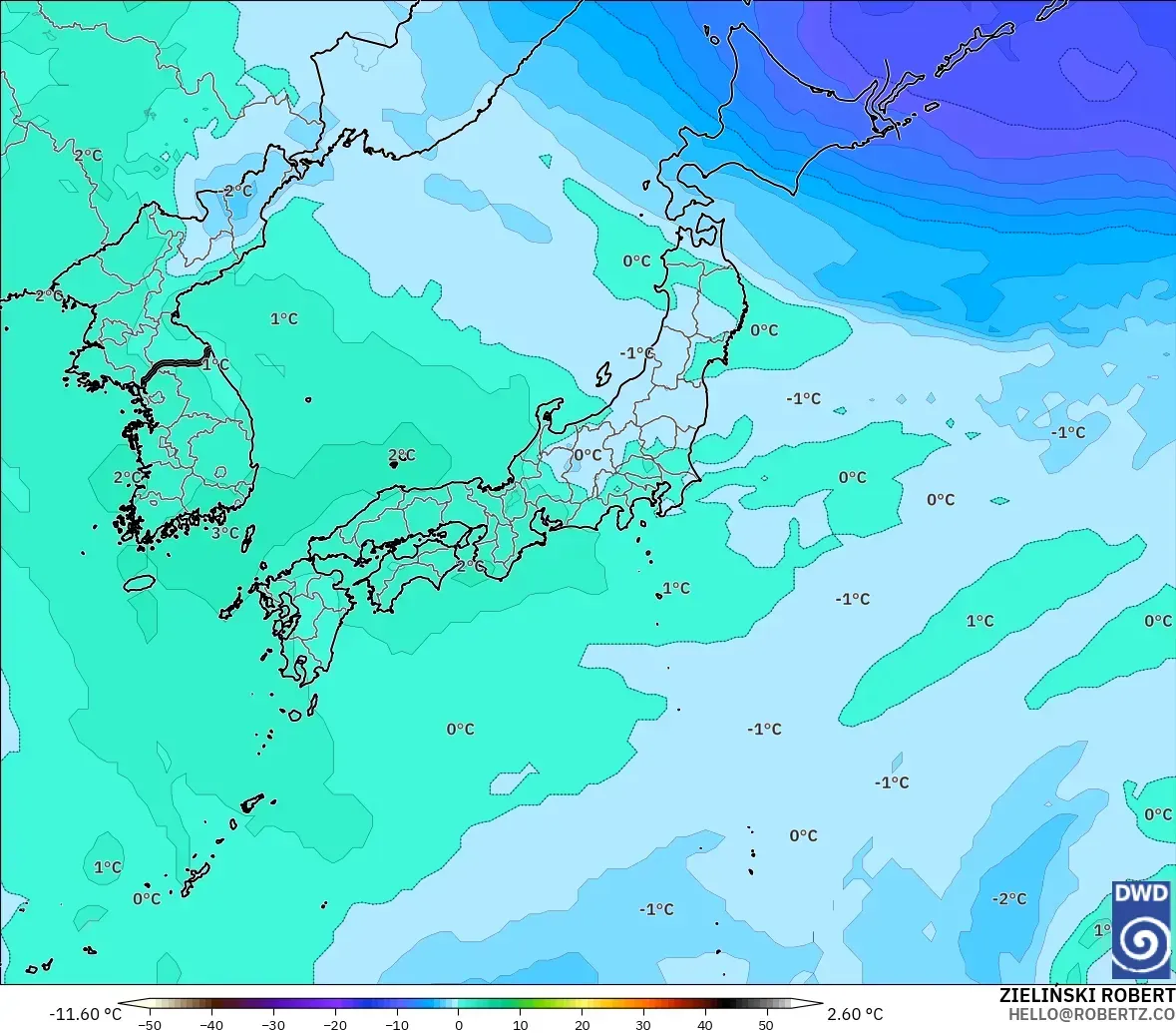 ICON model - Japan, Temperature at 500hPa