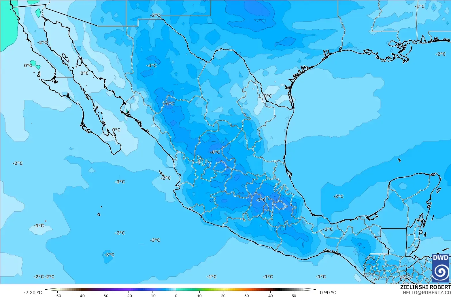 ICON model - Mexico, Temperature at 500hPa
