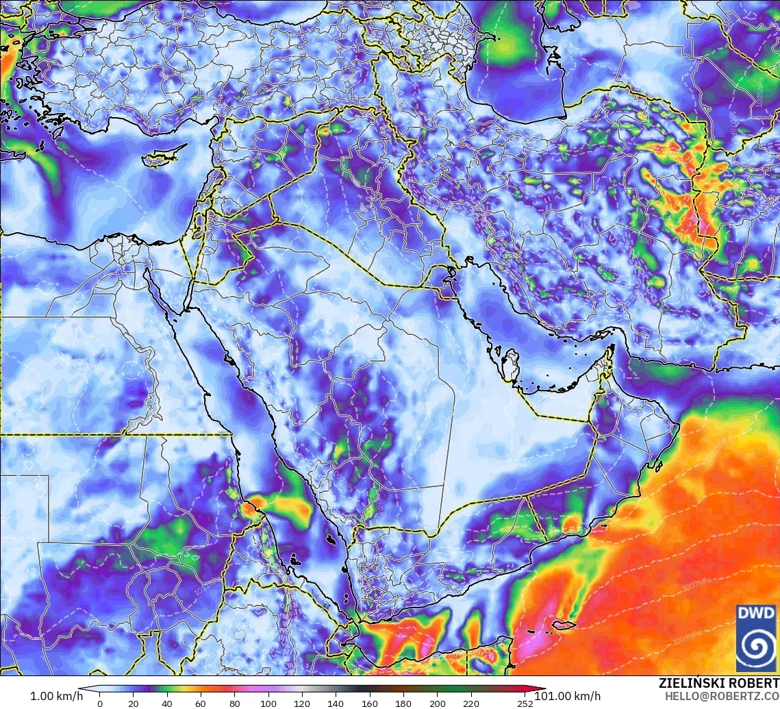 ICON model - Middle East, Wind Gusts