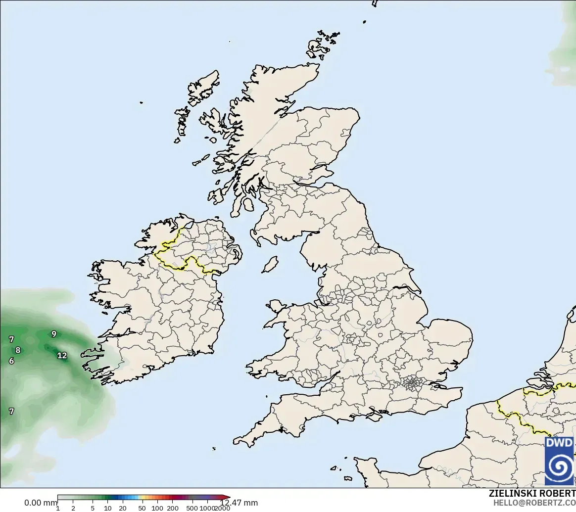 ICON model - United Kingdom, Precipitation Accumulation