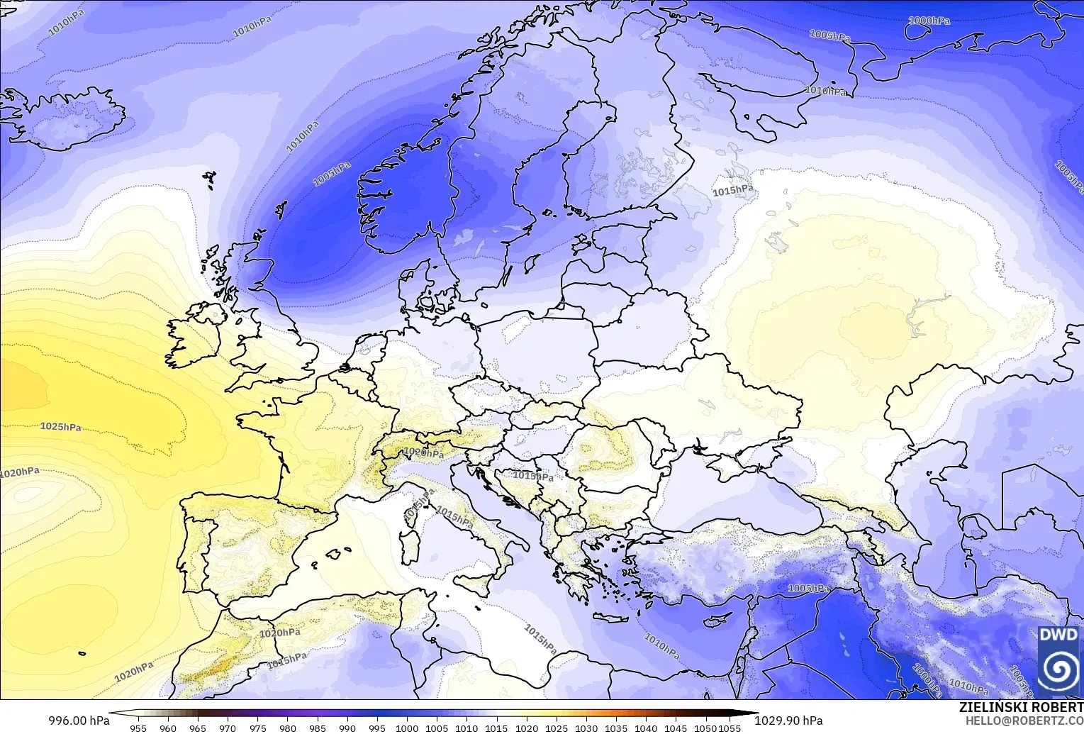 ICON model - Europe, Pressure