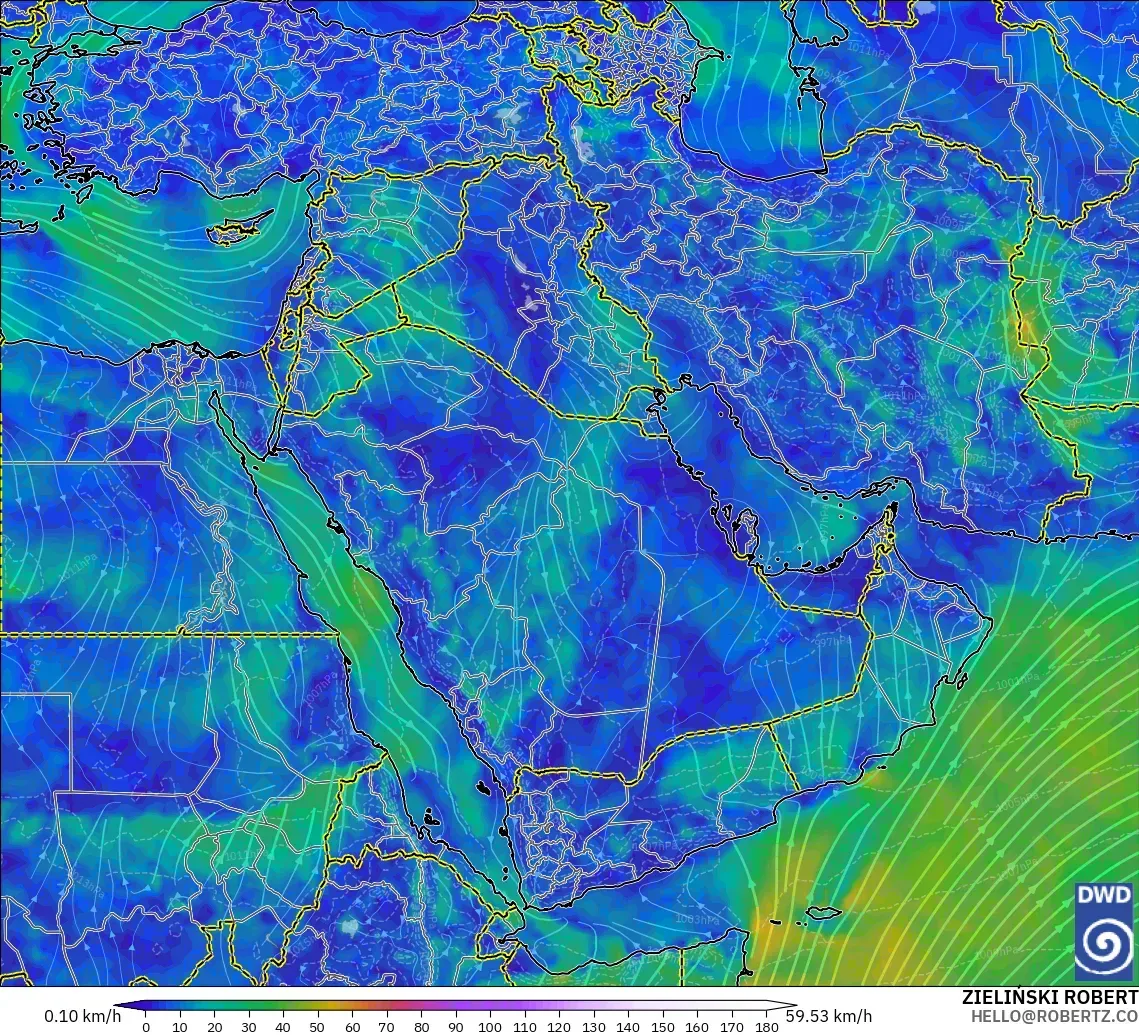 ICON model - Middle East, Wind at 10m
