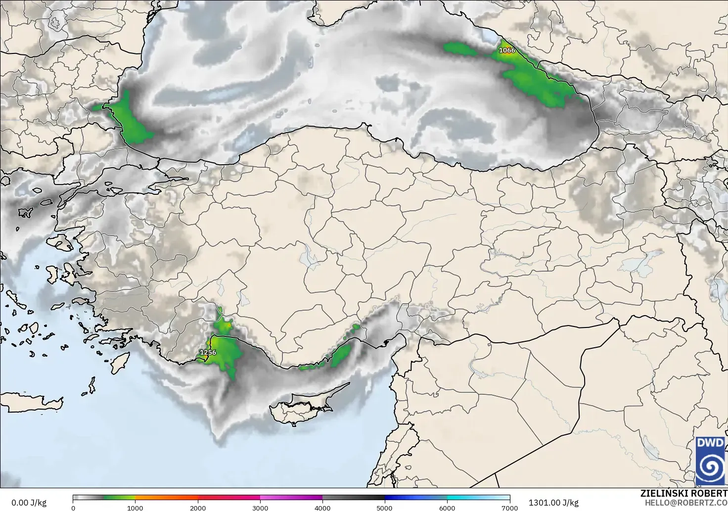 ICON model - Turkey, CAPE