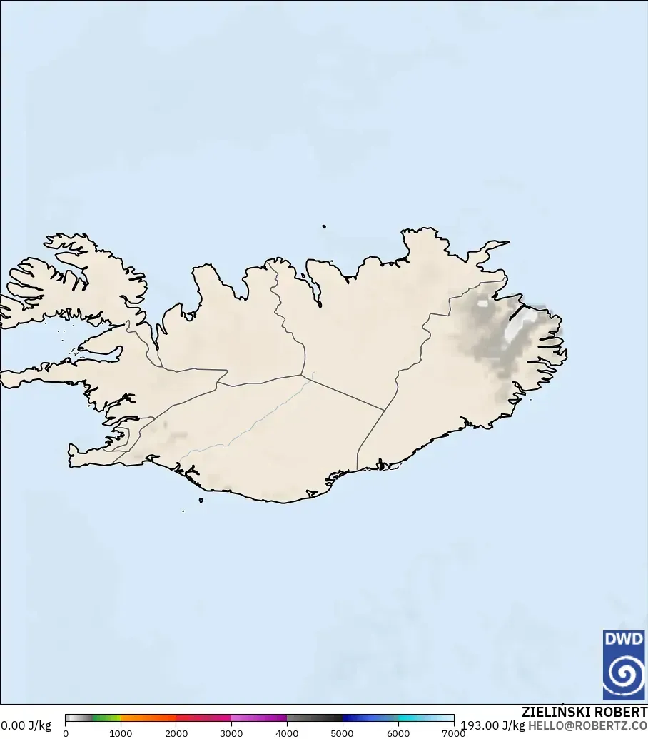 ICON model - Iceland, CAPE