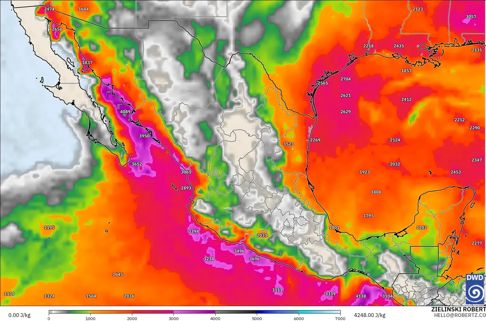 ICON model - Mexico, CAPE