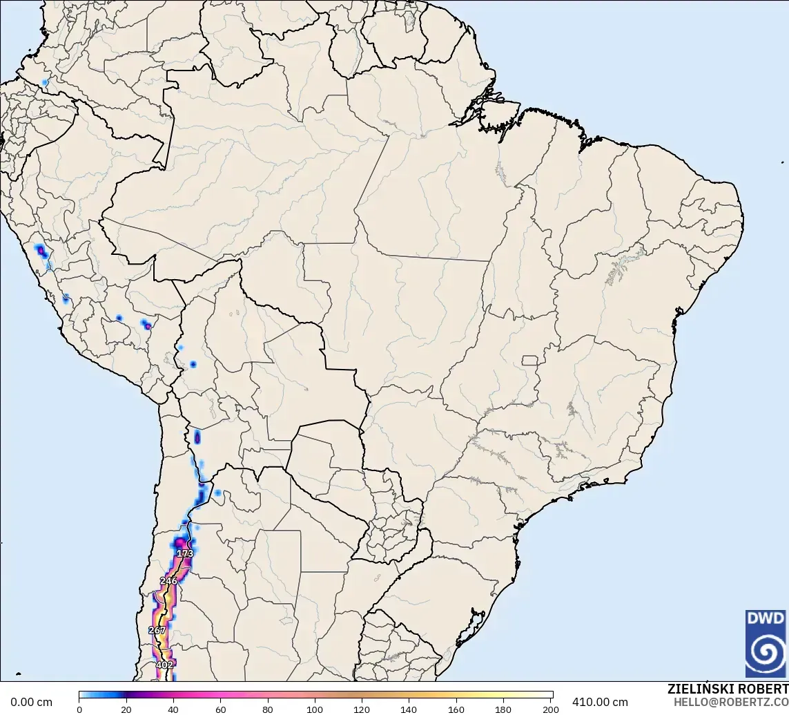 ICON model - Brazil, Snow Depth