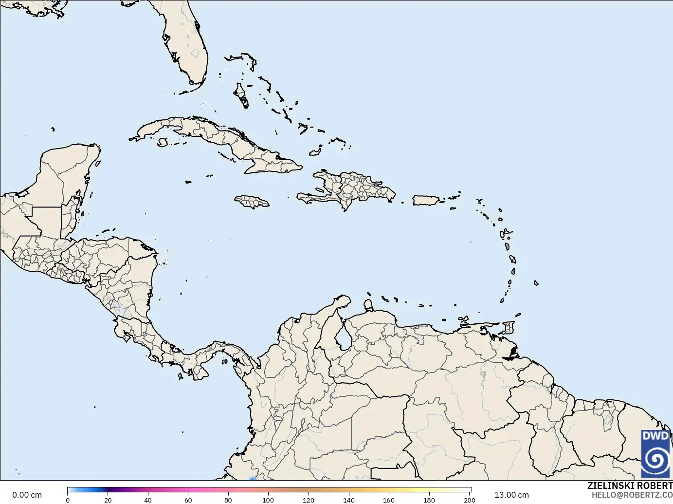 ICON model - Caribbean, Snow Depth