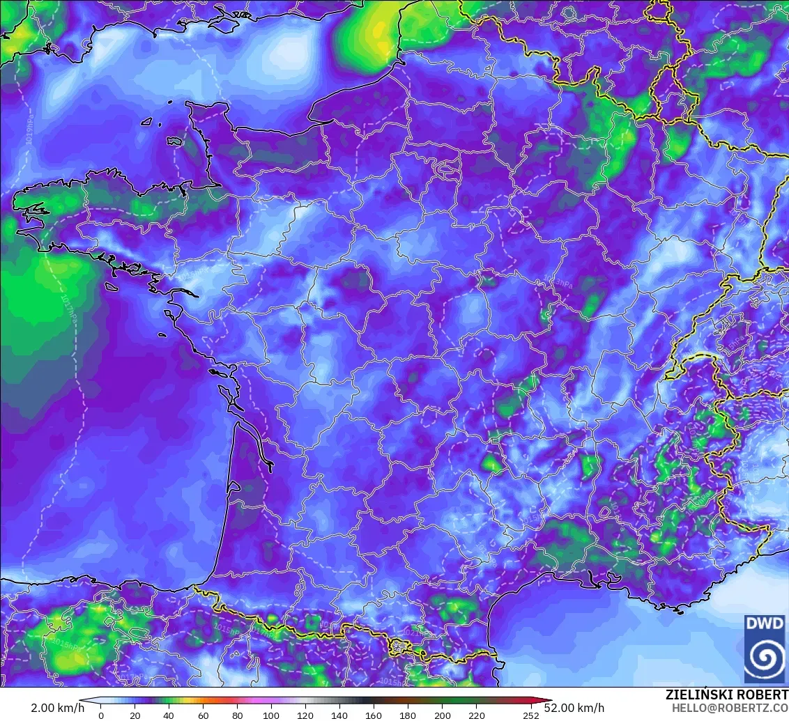 ICON model - France, Wind Gusts Peak