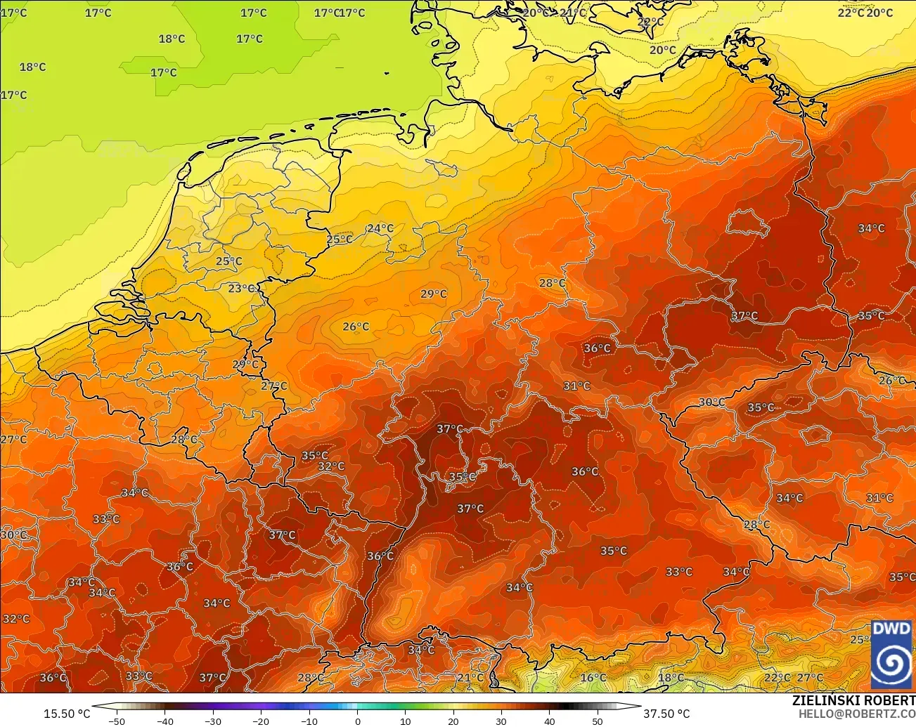 ICON model - Germany, Temperature at 2m