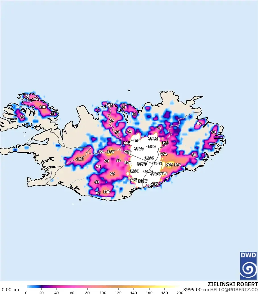 ICON model - Iceland, Snow Depth