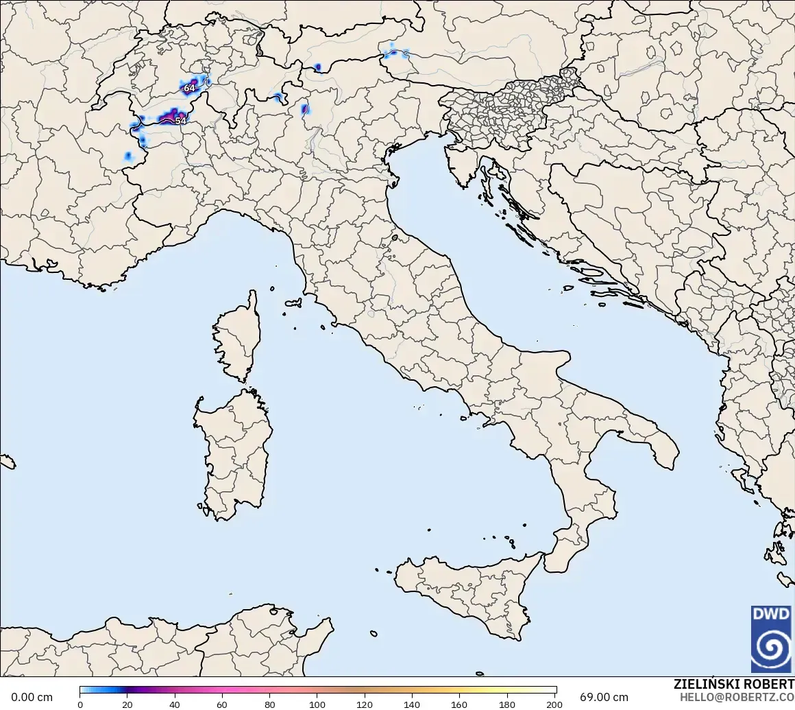 ICON model - Italy, Snow Depth