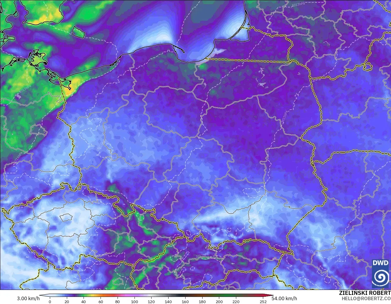 ICON model - Poland, Wind Gusts Peak