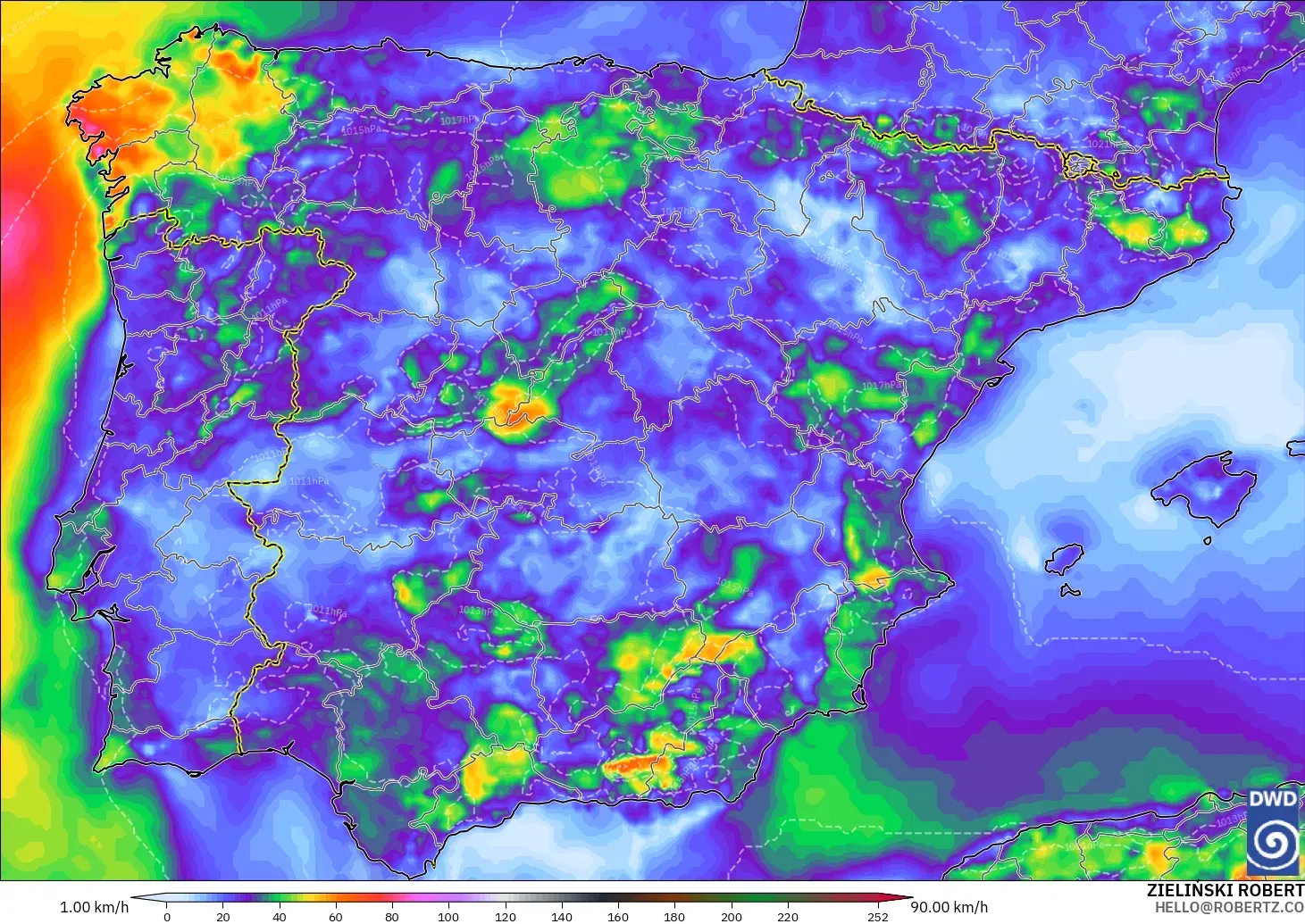ICON model - Spain, Wind Gusts Peak