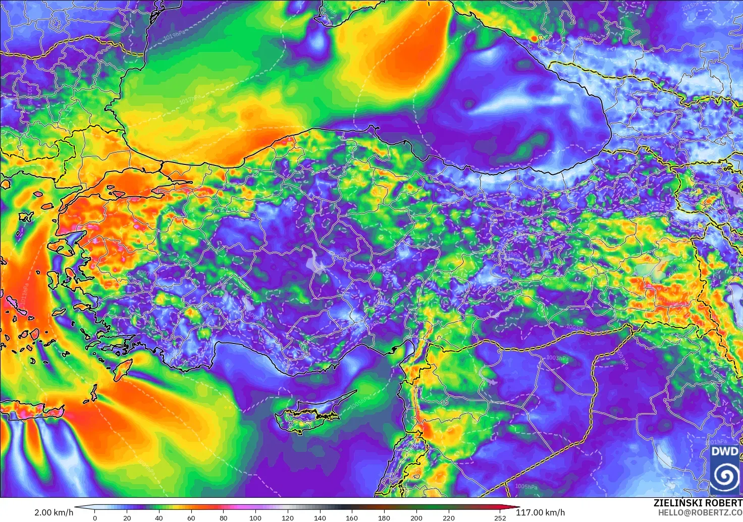 ICON model - Turkey, Wind Gusts Peak