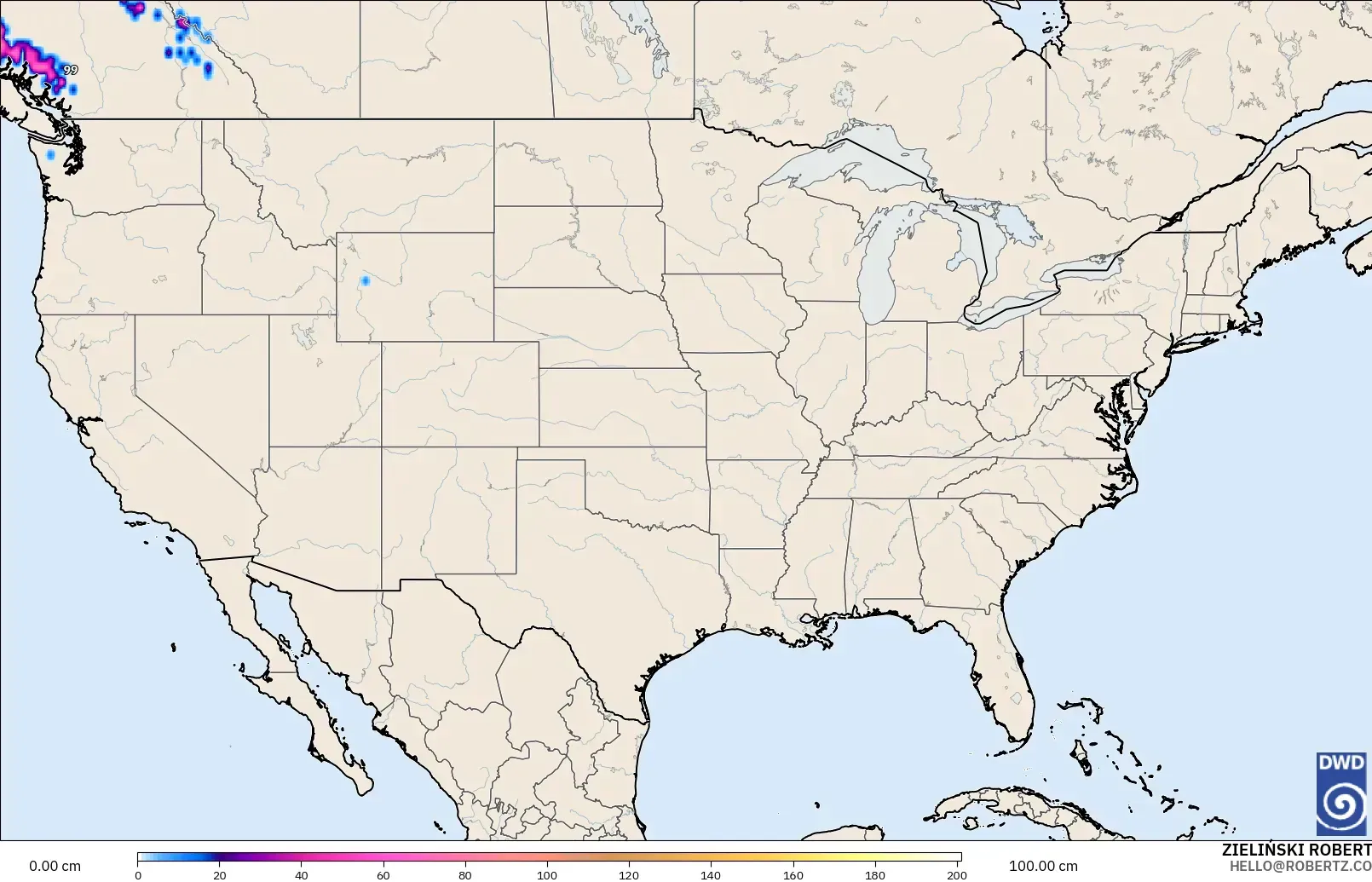 ICON model - United States, Snow Depth