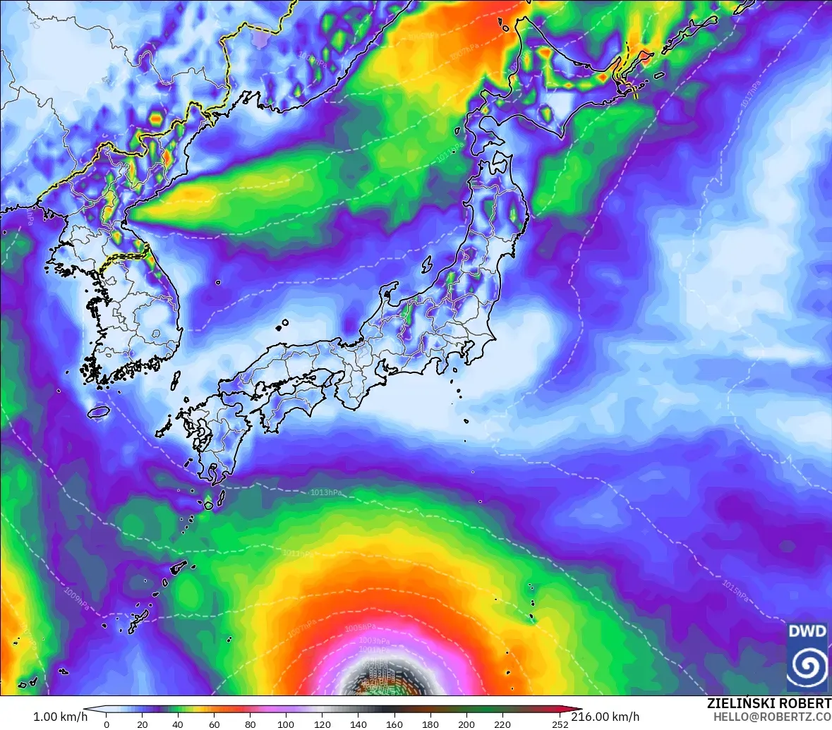 ICON model - Japan, Wind Gusts Peak