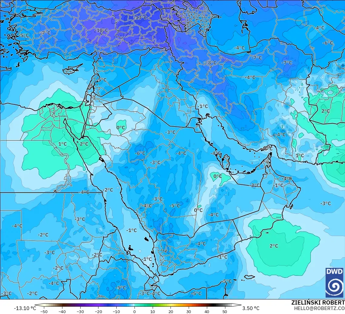 ICON model - Middle East, Temperature at 500hPa