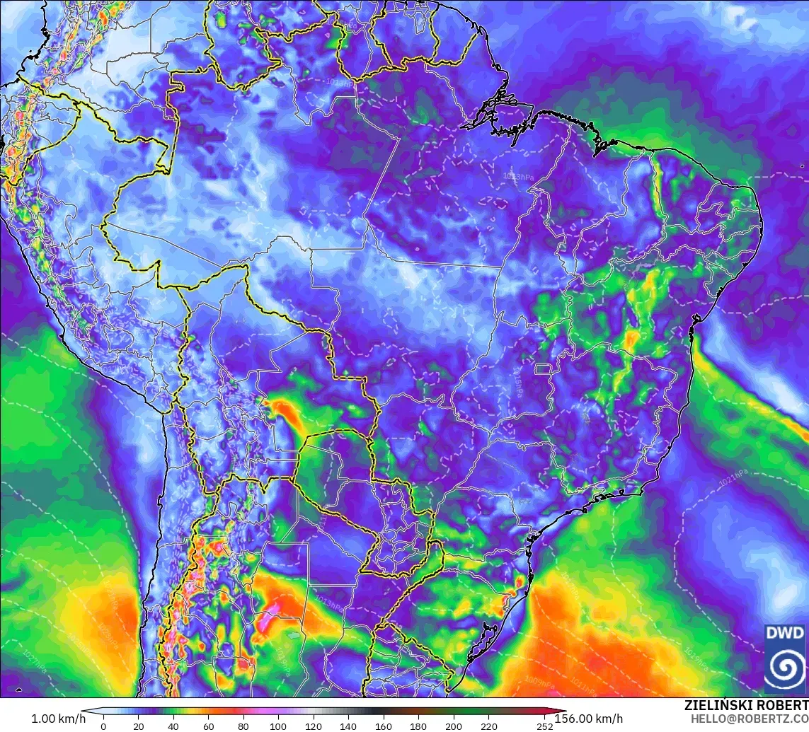 ICON model - Brazil, Wind Gusts