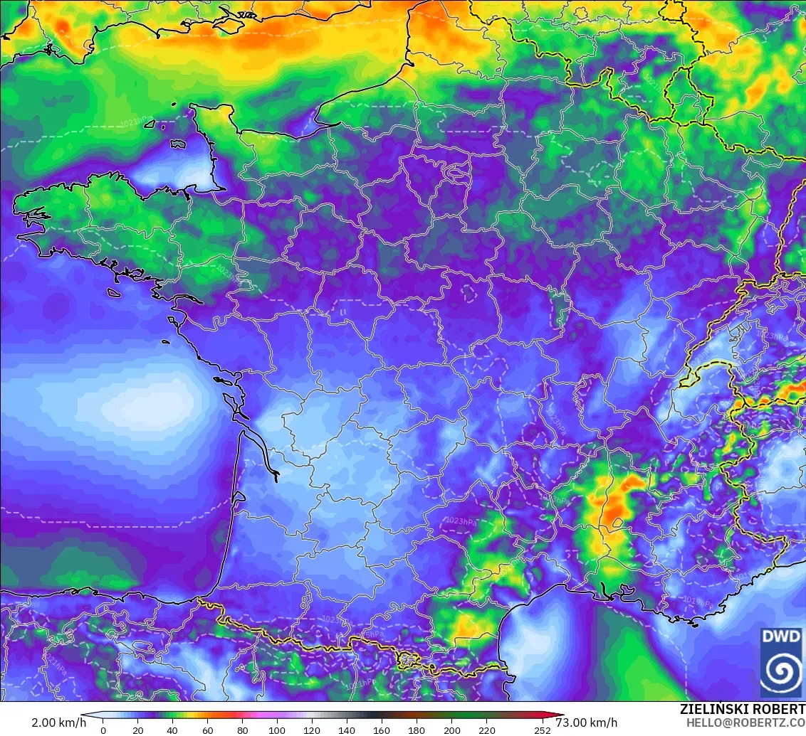 ICON model - France, Wind Gusts