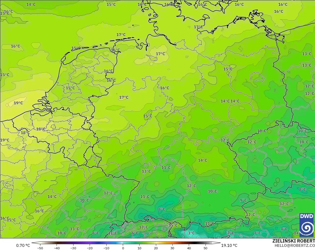 ICON model - Germany, Dewpoint at 2m