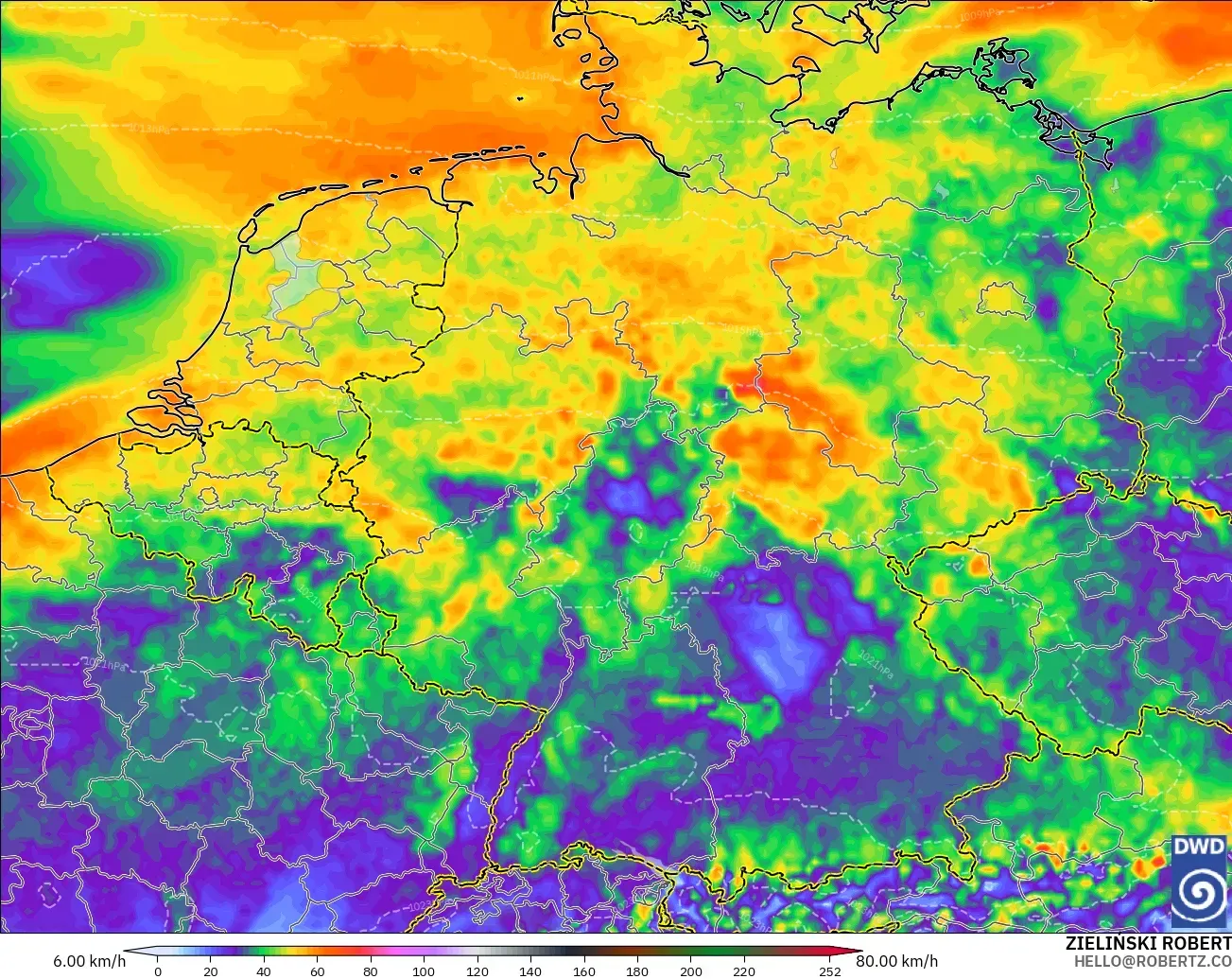 ICON model - Germany, Wind Gusts