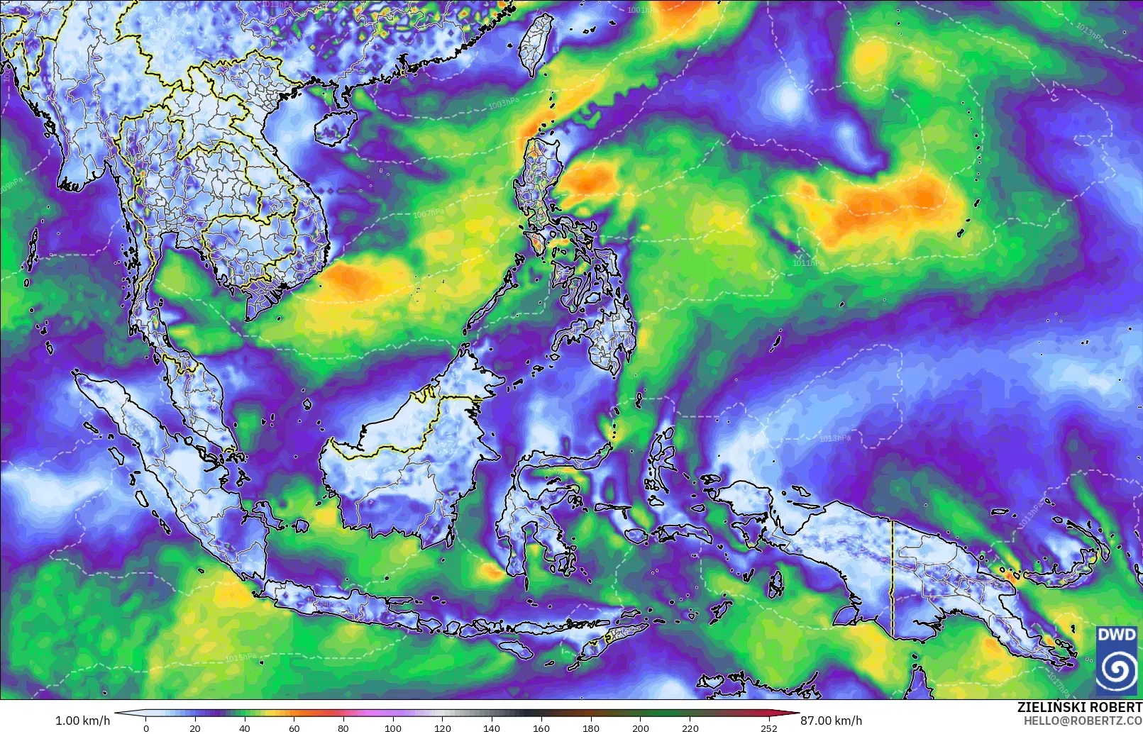 ICON model - South East Asia, Wind Gusts