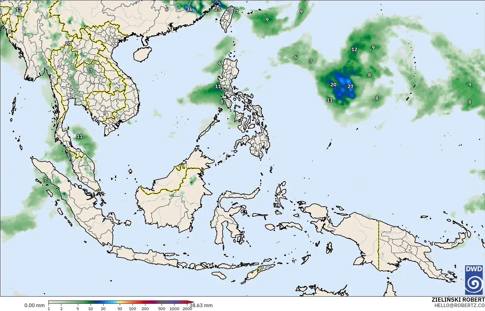 ICON model - South East Asia, Precipitation Accumulation