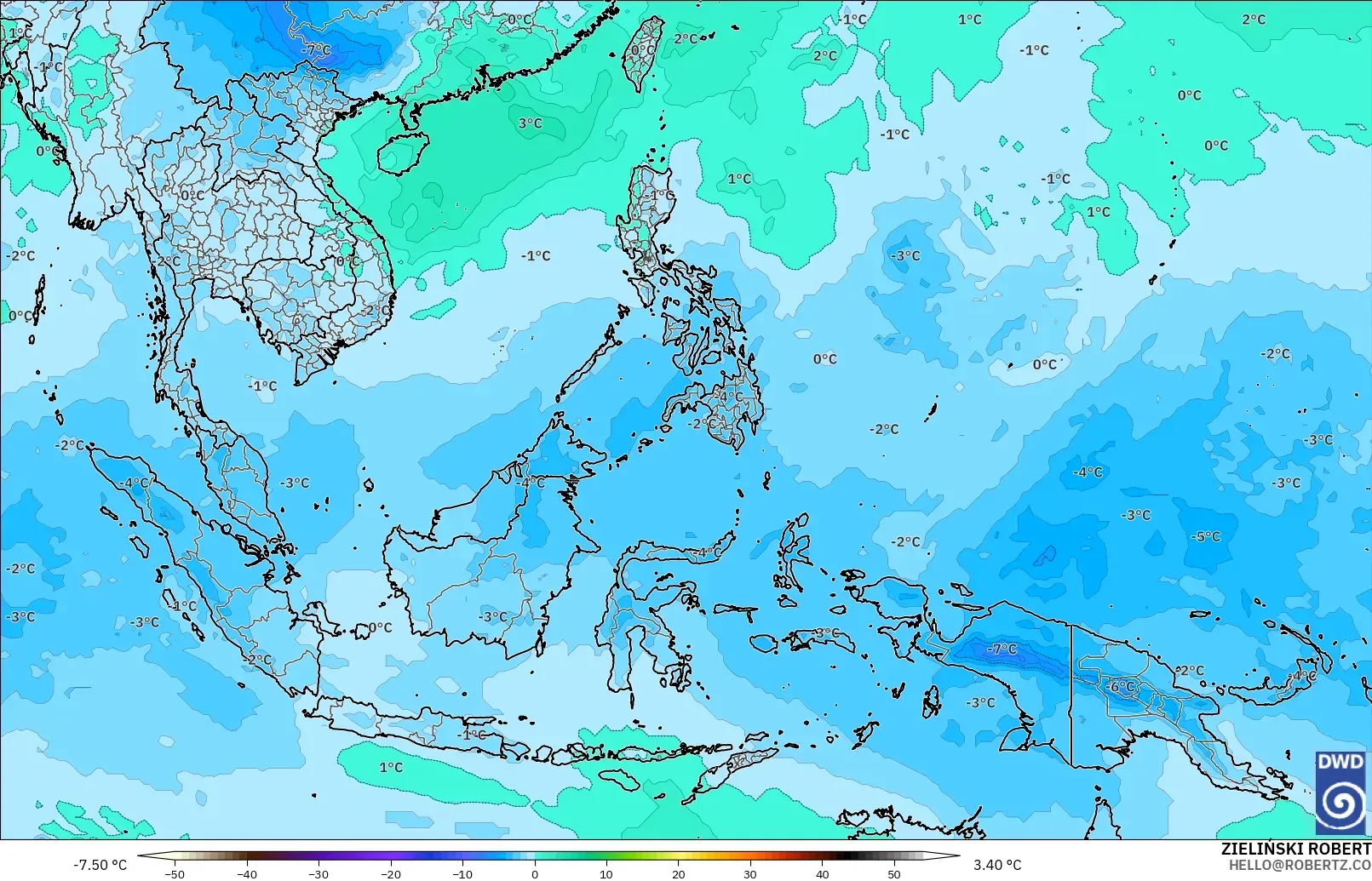ICON model - South East Asia, Temperature at 500hPa